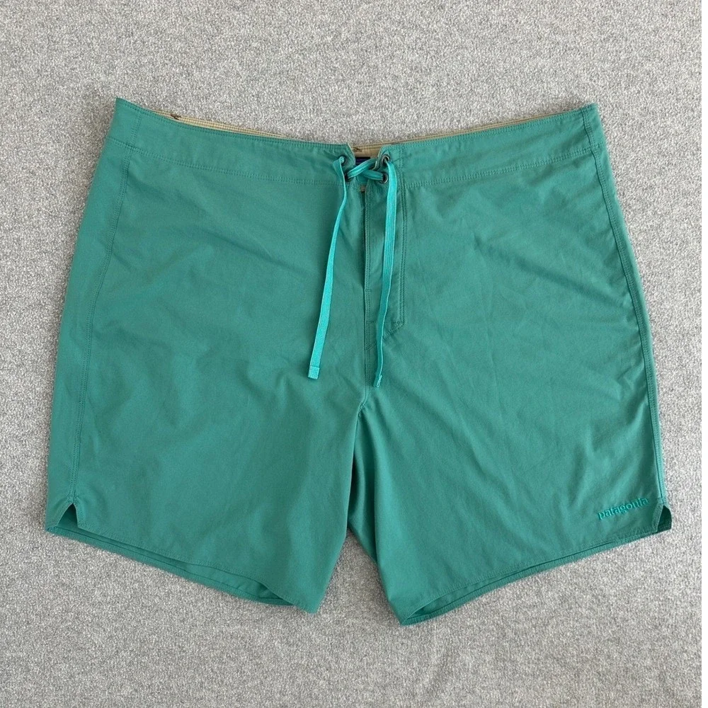 Patagonia Mens Board Shorts 40 Teal Green Light Variable Surf Swim Travel86690